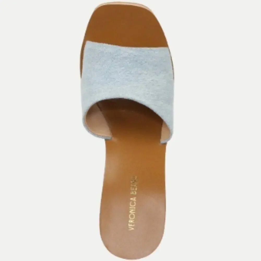 Veronica Beard Paulita Cork Platform Slide Sandals VISTA BLUE